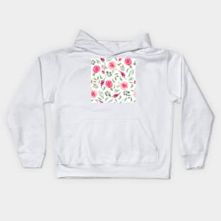 Red Roses  | Watercolor | Pattern | White Kids Hoodie